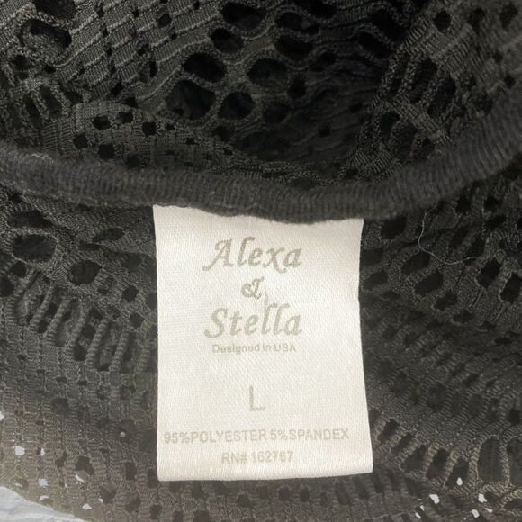Alexa & Stella Black Crochet Mesh Dress L Swim Cover Up Beach NWT - Picture 10 of 11